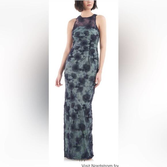 NWOT JS Collections CARTER HALTER COLUMN GOWN SZ 2 - Picture 1 of 8